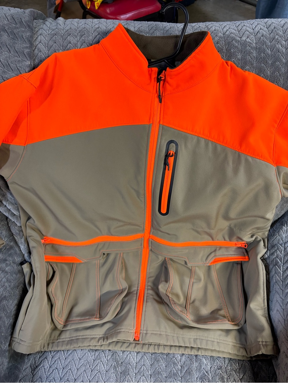 Men's High-Contrast Orange and Olive Field Softshell Jacket